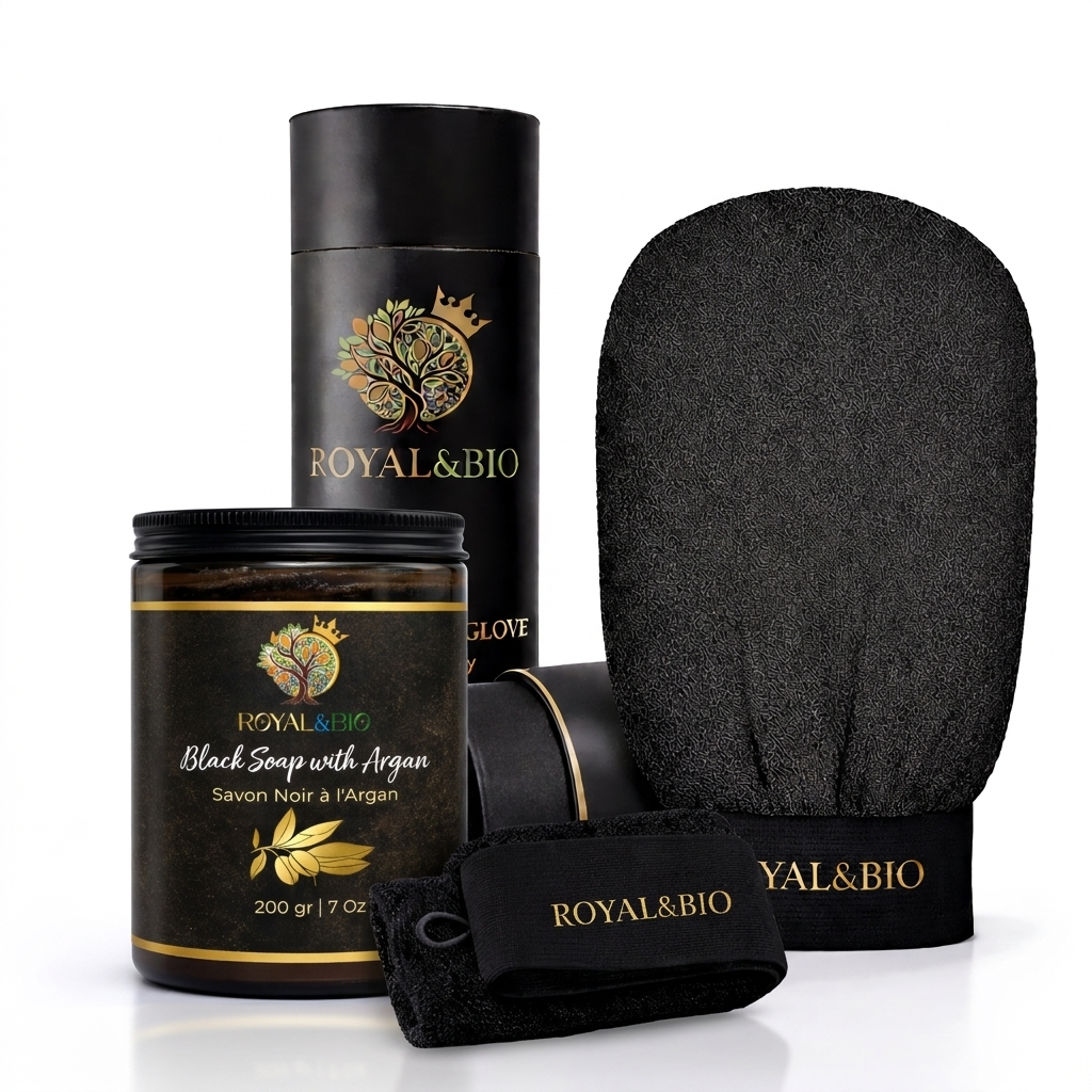 Royal Hammam Duo | Black Soap + Exfoliating Glove — ROYAL&BIO